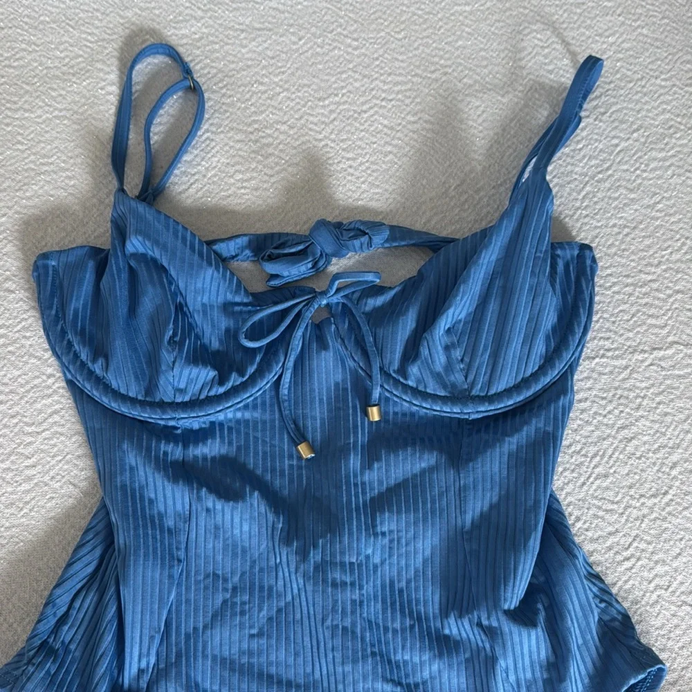 VITAMIN A Ada Underwire One Piece - Chambray EcoRib, Size Medium, $196